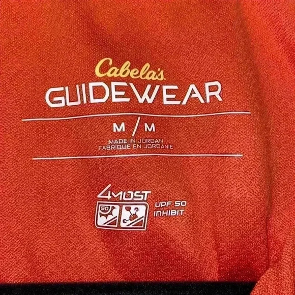 Cabela's Men's GUIDEWEAR 1/2 Zip Fishing LS Pullover M Red UPF50 Moisture‎ Wick - Picture 7 of 8